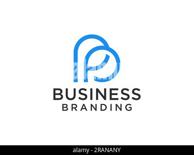 Abstract Initial Letter P Logo. Blue Geometric Shape with Line isolated on White Background. Usable for Business and Branding Logos. Flat Vector Logo Stock Vector