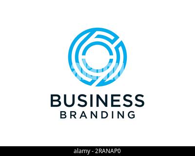 Abstract Initial Letter O Logo. Blue Circular Waves Style. Usable for Business and Technology Logos. Flat Vector Logo Design Template Element Stock Vector