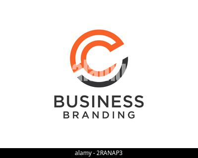 Abstract Initial Letter C Logo. Orange Line Style isolated on White Background. Usable for Business and Technology Logos. Flat Vector Logo Design Temp Stock Vector