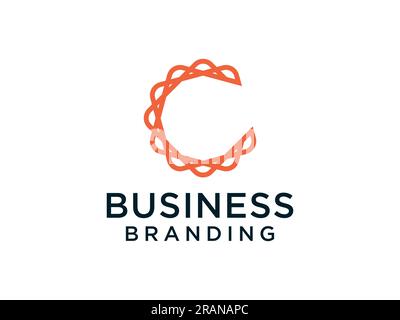 Abstract Initial Letter C Logo. Orange Line Style isolated on White Background. Usable for Business and Technology Logos. Flat Vector Logo Design Temp Stock Vector