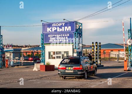 KERCH, CRIMEA - OCT. 2014: Port Krym. Kerchenskaya ferry crossing Stock Photo