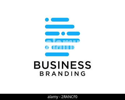 Blue Initial Letter D Logo Concept Design Template Element isolated on white background. Flat Line Vector Illustration Stock Vector