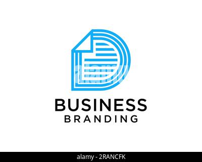Blue Initial Letter D Logo Concept Design Template Element isolated on white background. Flat Line Vector Illustration Stock Vector