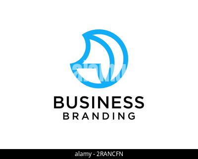 Blue Initial Letter D Logo Concept Design Template Element isolated on white background. Flat Line Vector Illustration Stock Vector
