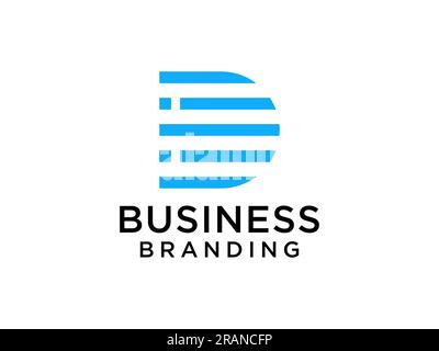 Blue Initial Letter D Logo Concept Design Template Element isolated on white background. Flat Line Vector Illustration Stock Vector