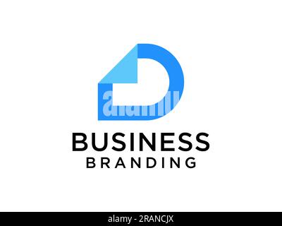 Blue Initial Letter D Logo Concept Design Template Element isolated on white background. Flat Line Vector Illustration Stock Vector
