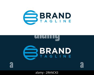 Abstract Initial Letter B Logo. Blue Shape with Negative Space isolated on Double Background. Usable for Business and Branding Logos. Flat Vector Logo Stock Vector