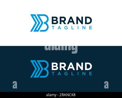 Abstract Initial Letter B Logo. Blue Shape with Negative Space isolated on Double Background. Usable for Business and Branding Logos. Flat Vector Logo Stock Vector
