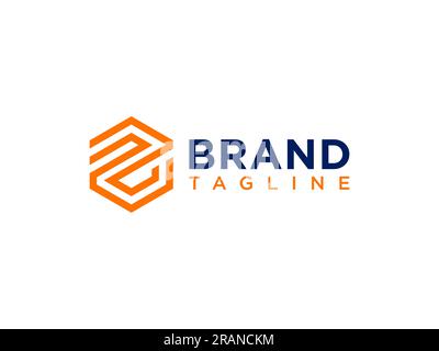 Abstract Letter Z Logo. Orange Square Line Rounded isolated on white background. Flat Vector Logo Design Template Element. Stock Vector