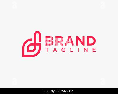 Abstract Initial Letter D Logo. Red Shape with Negative Space. Usable for Business and Branding Logos. Flat Vector Logo Design Template Element Stock Vector