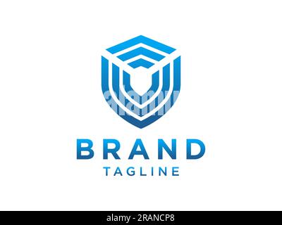Abstract Letter V Logo. Geometric Rounded Triangle with Line. Usable for Business and Healthcare Medical Logos. Flat Vector Logo Design Template Eleme Stock Vector
