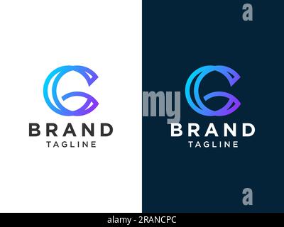 Abstract Initial Letter G Logo. Blue Geometric Shape isolated on Double Background. Usable for Business and Branding Logos. Flat Vector Logo Design Te Stock Vector