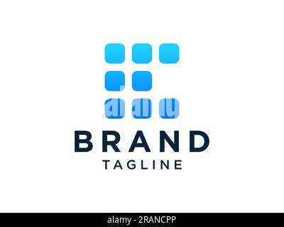 Abstract Initial Letter E Logo. Square Rounded Origami Style isolated on White Background. Flat Vector Logo Design Template Element Stock Vector