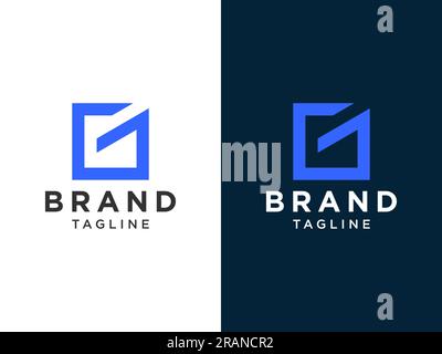Abstract Initial Letter G Logo. Blue Geometric Shape isolated on Double Background. Usable for Business and Branding Logos. Flat Vector Logo Design Te Stock Vector