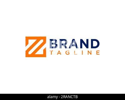 Abstract Letter Z Logo. Orange Square Line Rounded isolated on white background. Flat Vector Logo Design Template Element. Stock Vector