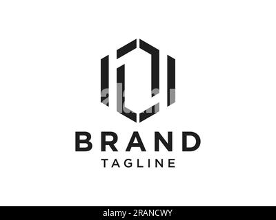 Abstract Initial Letter F Logo Black Line Rounded Style isolated on White Background. Flat Vector Logo Design Template Element Stock Vector