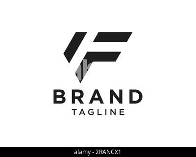 Abstract Initial Letter F Logo Black Line Rounded Style isolated on White Background. Flat Vector Logo Design Template Element Stock Vector