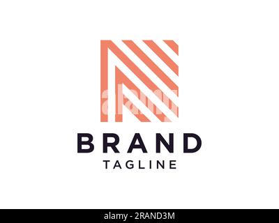 Abstract Initial Letter N Logo. Orange Geometric Shape Origami Style isolated on White Background. Usable for Business and Branding Logos. Flat Vector Stock Vector