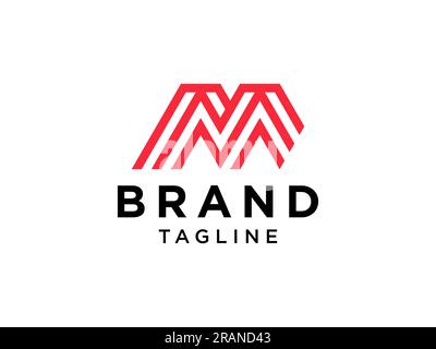 Abstract Initial Letter M Logo. Red Geometric Line Style isolated on White Background. Usable for Business and Branding Logos. Flat Vector Logo Design Stock Vector