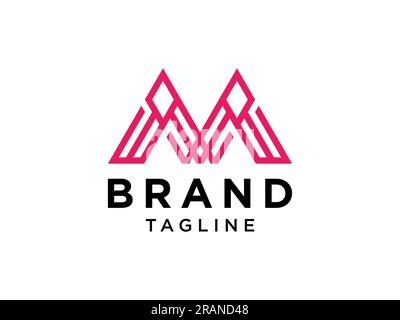 Abstract Initial Letter M Logo. Red Geometric Line Style isolated on White Background. Usable for Business and Branding Logos. Flat Vector Logo Design Stock Vector