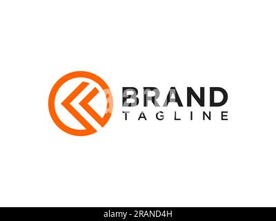 Initial Letter K logo. Red Square Shape with Line inside isolated on White Background. Usable for Business and Branding Logos. Flat Vector Logo Design Stock Vector