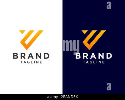 Abstract Initial Letter V Logo. Black and Orange Geometric Shape isolated on White Background. Usable for Business and Branding Logos. Flat Vector Log Stock Vector