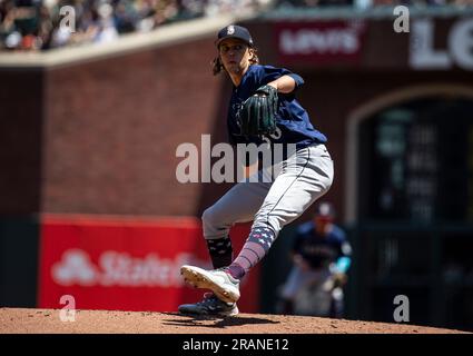 July 04 2023 San Francisco CA, U.S.A. Seattle starting pitcher Logan Gilbert (36) delivers the ball during the MLB game between the Seattle Mariners and the San Francisco Giants at Oracle Park San Francisco Calif. Thurman James/CSM Stock Photo
