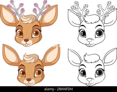Coloring Page Outline of Cute Deer illustration Stock Vector Image ...