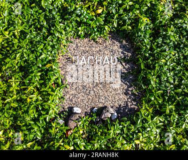 Memorial Plaques & Concentration Camp Names on stones at Jewish Cemetery,Herbert BaumStrasse,Weissensee, Pankow, Berlin, Germany.  Weißensee Cemetery Stock Photo