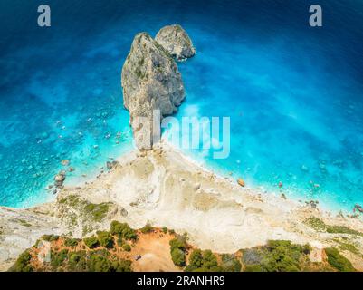 Landscape with Mizithres rocks, Keri Viewpoint in Zakynthos island, Greece Stock Photo