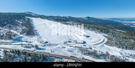 Fantastic winter day in the Großer Arber ski area in the Bavarian Forest Stock Photo