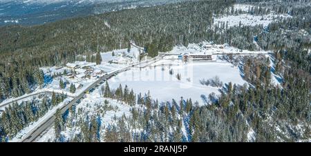 Fantastic winter day in the Großer Arber ski area in the Bavarian Forest Stock Photo