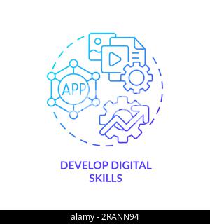 Develop digital skills blue gradient concept icon Stock Vector