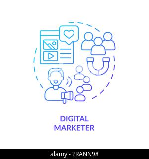 Digital marketer blue gradient concept icon Stock Vector