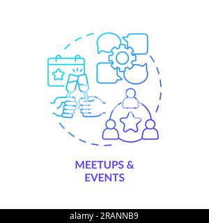 Meetups and events blue gradient concept icon Stock Vector