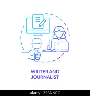 Writer and journalist blue gradient concept icon Stock Vector