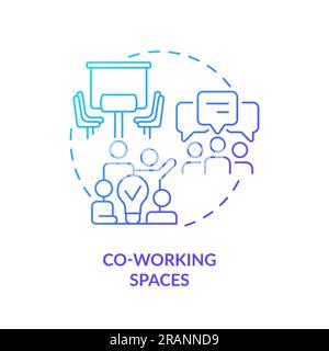 Co working space blue gradient concept icon Stock Vector