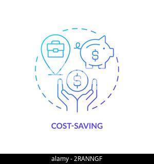Cost saving blue gradient concept icon Stock Vector