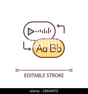Thin line icon with assistive technology in AI concept Stock Vector