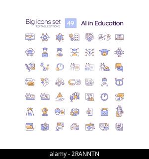 Customizable colorful icons for AI in education Stock Vector