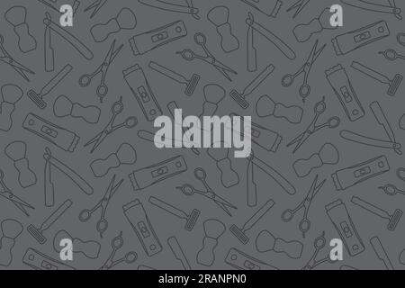 seamless barber shop icons pattern: brush, razor, shaver, scissors and disposable razor- vector illustration Stock Vector
