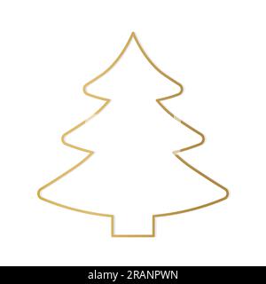 golden line christmas tree- vector illustration Stock Vector