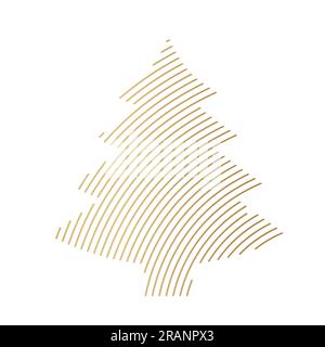 golden striped christmas tree- vector illustration Stock Vector