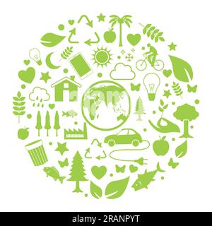 Green, ecology and environment icon in circle Stock Vector