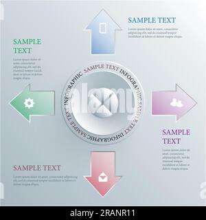 Infographic Template - Paper Cut Design with Arrows Stock Vector