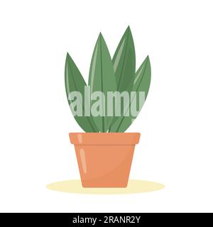 green houseplant in a clay pot- vector illustration Stock Vector