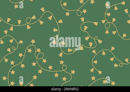 seamless pattern with golden garlands or christmas tree lights- vector illustration Stock Vector