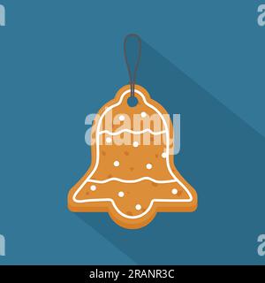 bell shape christmas gingerbread cookie with string for hanging on a christmas tree- vector illustration Stock Vector