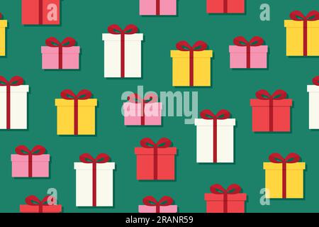 christmas seamless pattern with colorful presents, great for wrapping, textile, wallpaper, greeting card- vector illustration Stock Vector