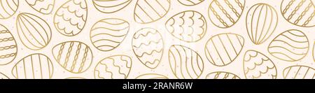 Easter golden banner with eggs - vector illustration Stock Vector